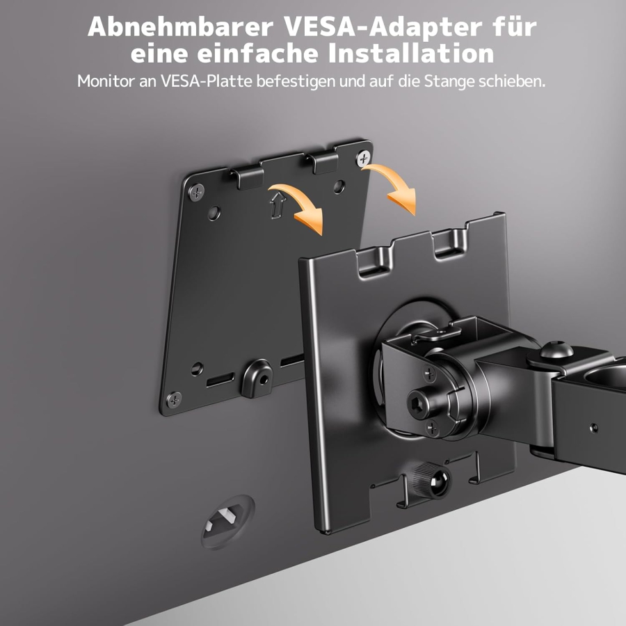 PUTORSEN Universelle Stahlhalterung für Monitorständer bis 49 Zoll (3,5 cm Stange) (Schwerlast-Arm bis 20 kg – Für Ultrawide Monitore, VESA 75/100, Neigbar & 360° Drehbar.)