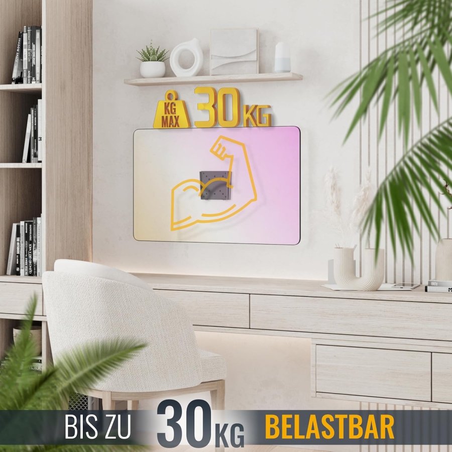 RICOO Monitorhalterung Wand F0311 für 13-34 Zoll – Fest & Slim (14mm Abstand), VESA 75/100, bis 30kg (Ultraflache Wandhalterung für PC-Monitore: Minimalistisches Design, maximale Stabilität und kinderleichte Montage.)