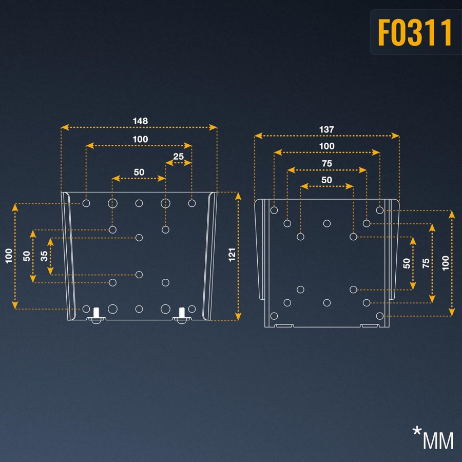RICOO Monitorhalterung Wand F0311 für 13-34 Zoll – Fest & Slim (14mm Abstand), VESA 75/100, bis 30kg (Ultraflache Wandhalterung für PC-Monitore: Minimalistisches Design, maximale Stabilität und kinderleichte Montage.)