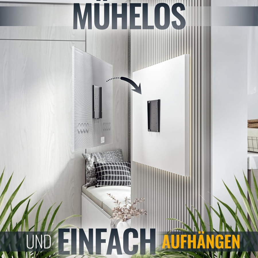 RICOO TV Wandhalterung Ultra Slim F0522 für 32-55 Zoll Flachbildschirme (Extrem flache, starre Monitorhalterung (14mm Wandabstand) – VESA bis 200x200, 30kg Traglast.)