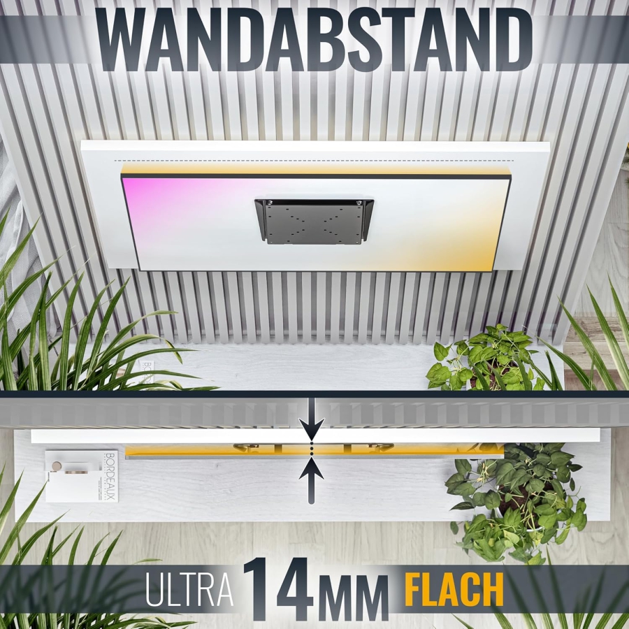 RICOO TV Wandhalterung Ultra Slim F0522 für 32-55 Zoll Flachbildschirme (Extrem flache, starre Monitorhalterung (14mm Wandabstand) – VESA bis 200x200, 30kg Traglast.)