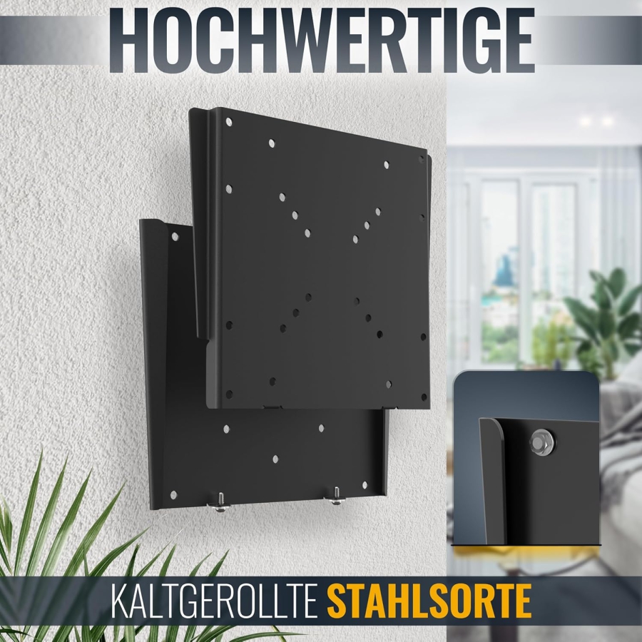 RICOO TV Wandhalterung Ultra Slim F0522 für 32-55 Zoll Flachbildschirme (Extrem flache, starre Monitorhalterung (14mm Wandabstand) – VESA bis 200x200, 30kg Traglast.)