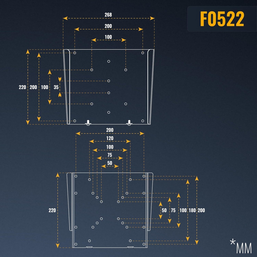 RICOO TV Wandhalterung Ultra Slim F0522 für 32-55 Zoll Flachbildschirme (Extrem flache, starre Monitorhalterung (14mm Wandabstand) – VESA bis 200x200, 30kg Traglast.)