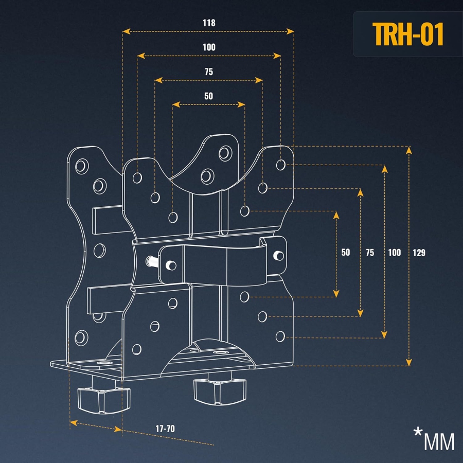 RICOO Universal Mini PC Halterung (TRH-01) für VESA, Wand & Untertisch (Verstellbare Stahl-Halterung für Thin Clients & Intel NUC (17–70 mm) bis 5 kg – Inkl. Sicherheitsgurt)