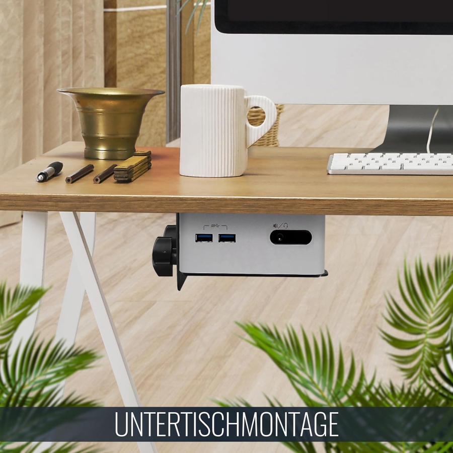 RICOO Universal Mini PC Halterung (TRH-01) für VESA, Wand & Untertisch (Verstellbare Stahl-Halterung für Thin Clients & Intel NUC (17–70 mm) bis 5 kg – Inkl. Sicherheitsgurt)