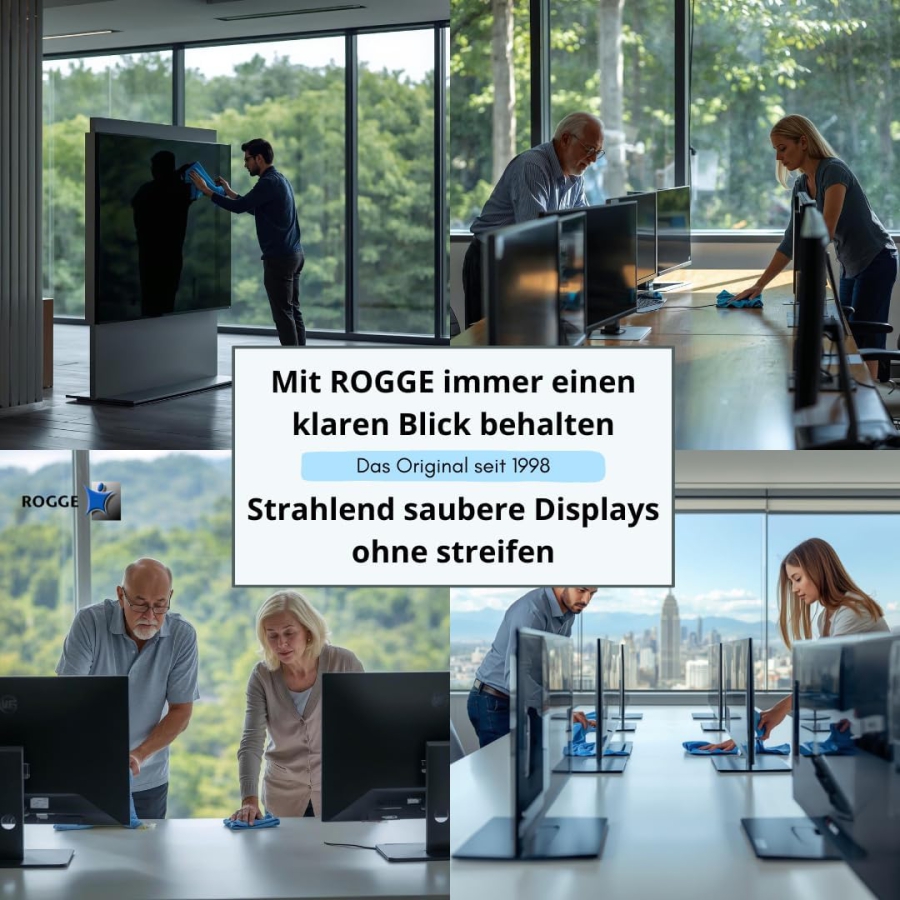 ROGGE 1l Bildschirmreiniger Nachfüllflasche – Das Original seit 1998 für alle Displays (Streifenfreie Profi-Reinigung für Monitore, TV & Glas – Schonend, ergiebig & ohne aggressive Inhaltsstoffe.)