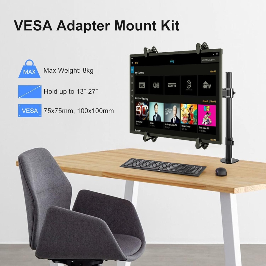 Suptek VESA Adapter für Nicht-VESA Monitore 13-27" – Stahl-Halterung (Die smarte Lösung für Monitore ohne VESA-Löcher: Sicherer Halt für jedes Setup.)