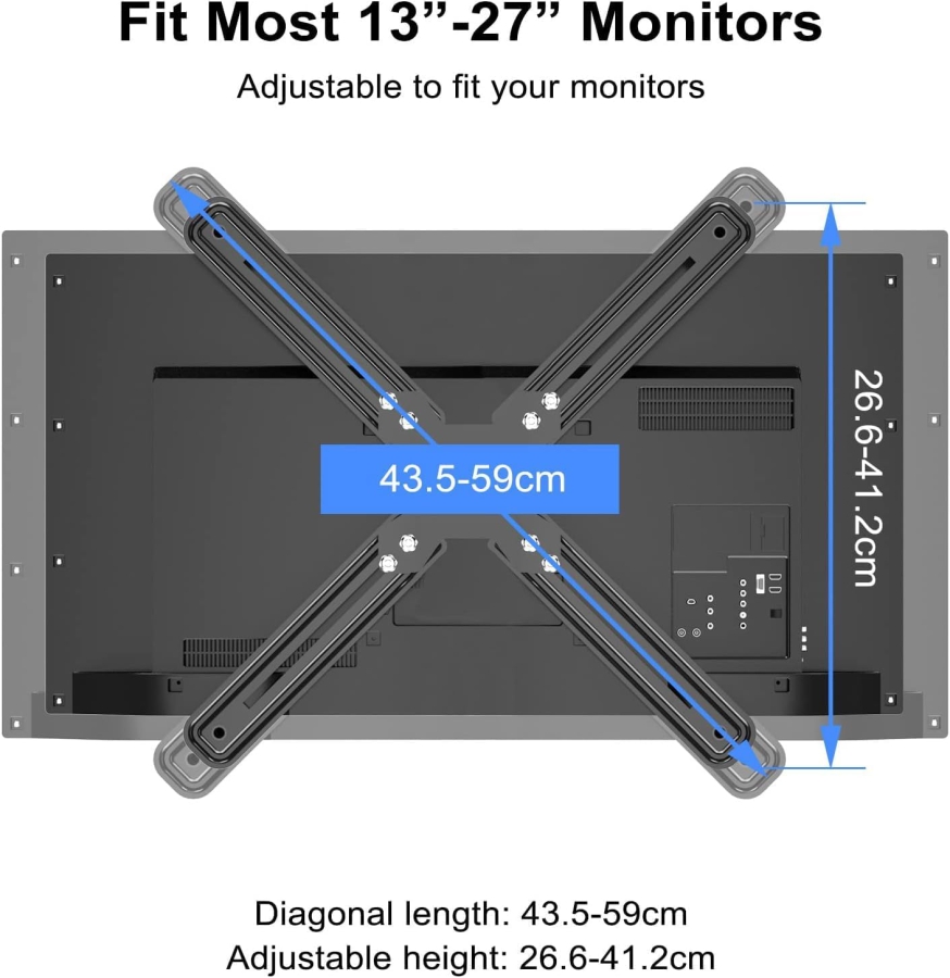 Suptek VESA Adapter für Nicht-VESA Monitore 13-27" – Stahl-Halterung (Die smarte Lösung für Monitore ohne VESA-Löcher: Sicherer Halt für jedes Setup.)