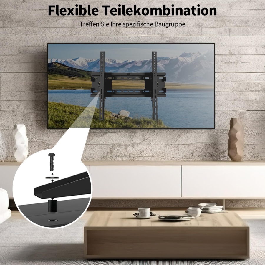 Universal TV Schrauben Set (120-teilig) für Wandhalterungen & Ständer (M4, M5, M6, M8 VESA-Schrauben Sortiment inkl. Abstandshalter & Unterlegscheiben für TVs bis 80 Zoll)