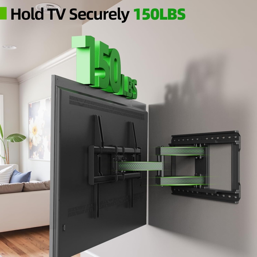 USX-MOUNT TV Wandhalterung Schwenkbar & Neigbar für 37-90 Zoll (bis 68kg) – Ausziehbarer Doppelarm, VESA bis 600x400