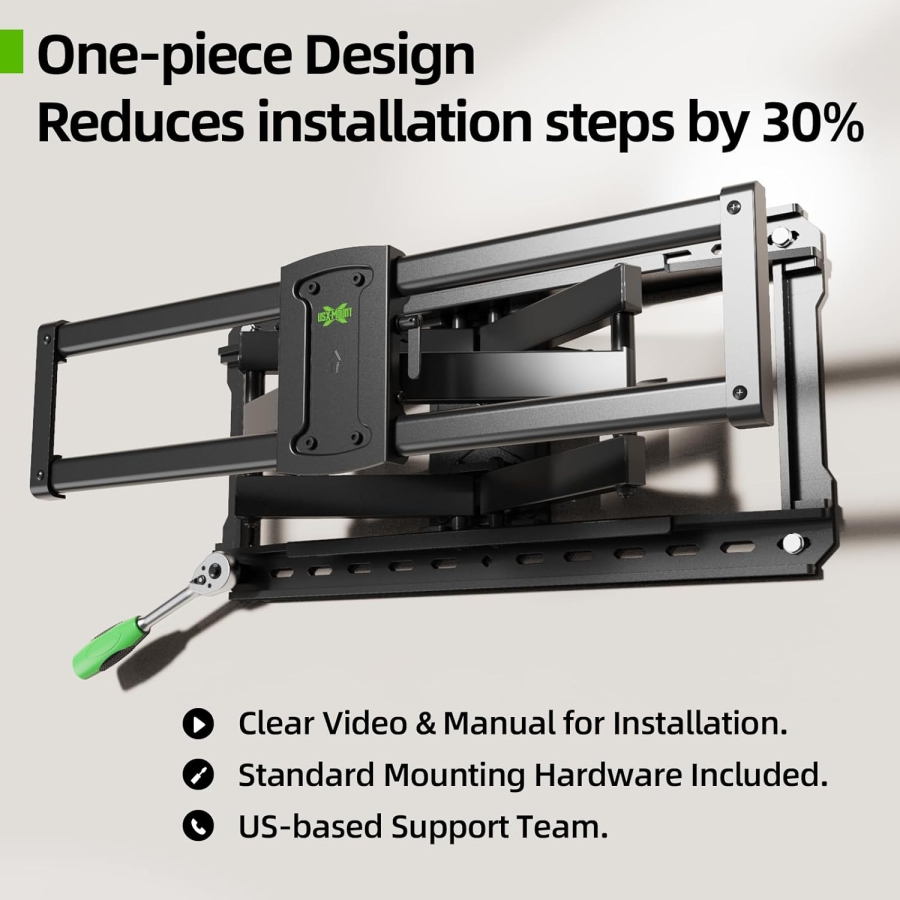 USX-MOUNT TV Wandhalterung Schwenkbar & Neigbar für 37-90 Zoll (bis 68kg) – Ausziehbarer Doppelarm, VESA bis 600x400