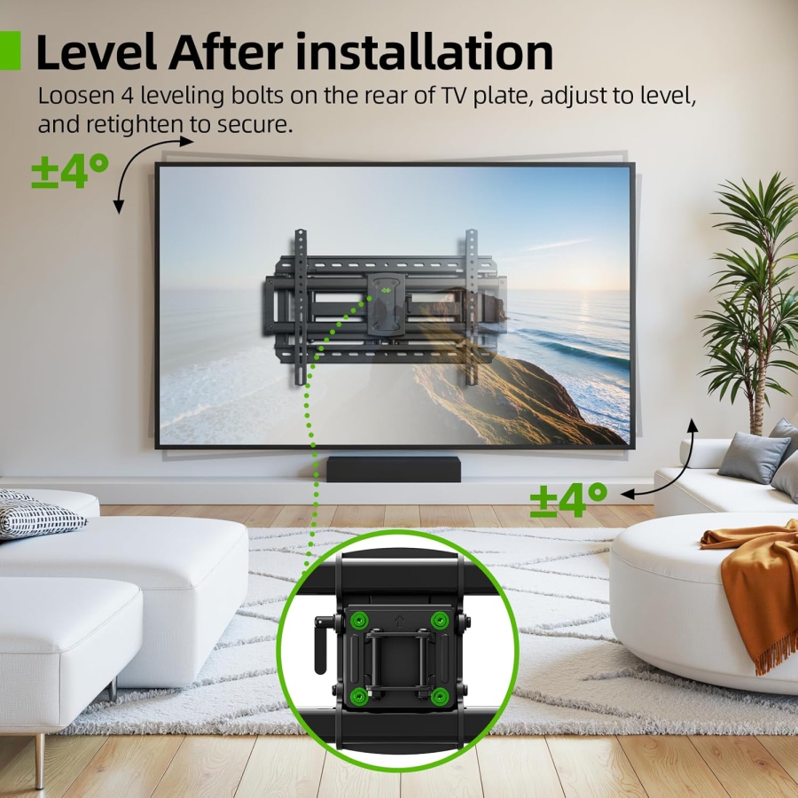 USX-MOUNT TV Wandhalterung Schwenkbar & Neigbar für 37-90 Zoll (bis 68kg) – Ausziehbarer Doppelarm, VESA bis 600x400
