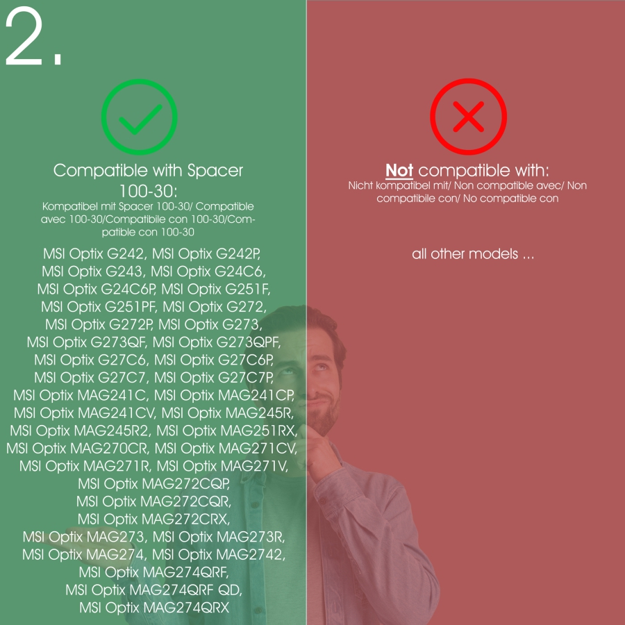 VESA Abstandshalter 100x100mm - 30mm Distanz - inkl. Schrauben - kompatibel mit vielen Monitoren