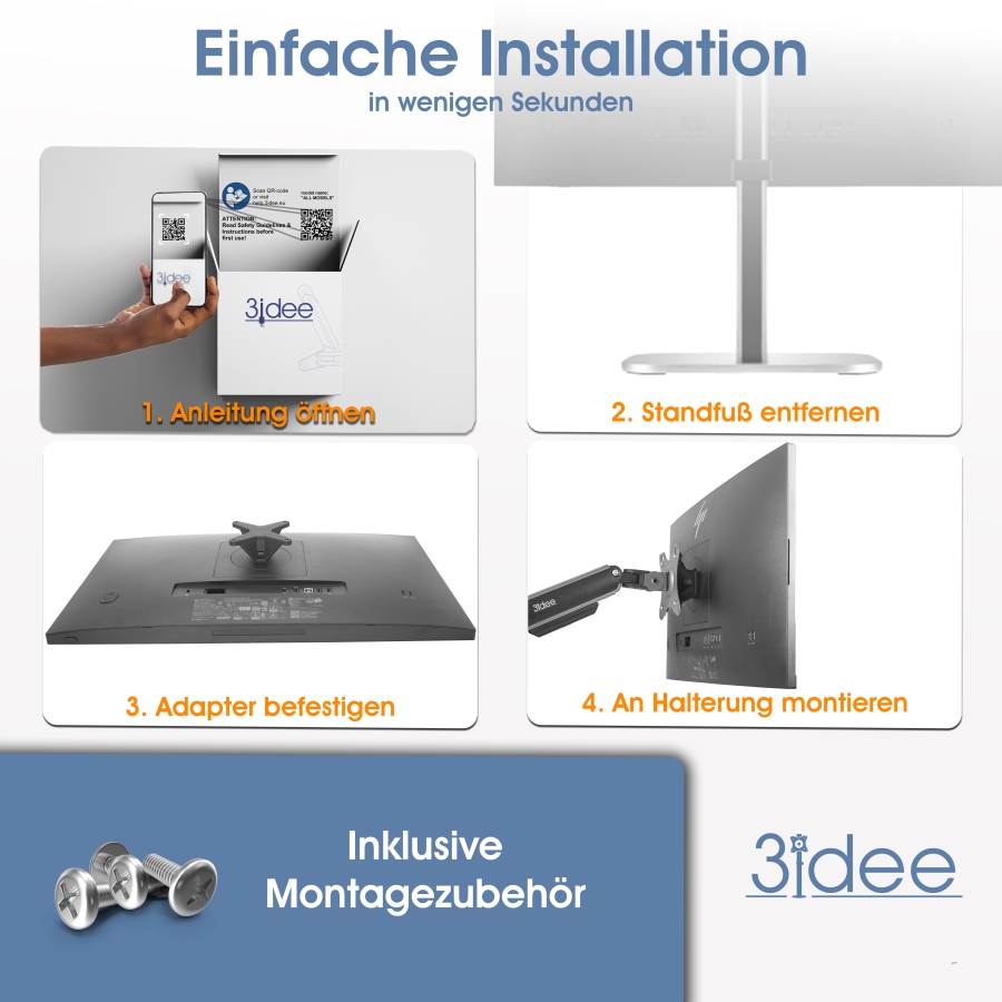 VESA Adapter für HP Serie 5 PRO und E-Serie G5 (524pf, 527pf, 527pq, 524pu, 527pu, E24q, E27q, E32k etc.)