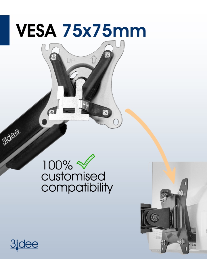 VESA Adapter kompatibel mit Acer Monitor (HA240Y, R240HY & mehr) - 75x75mm