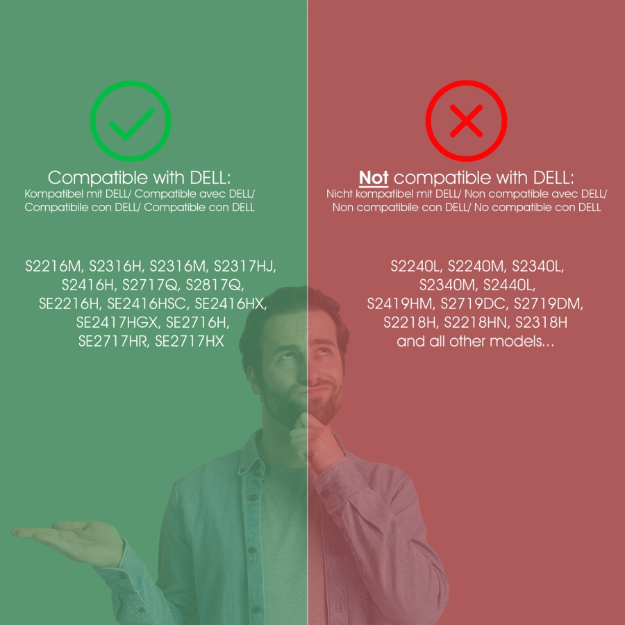 VESA Adapter kompatibel mit DELL Monitor (S2216M, S2316H, S2317HJ, SE2417HGX & mehr)
