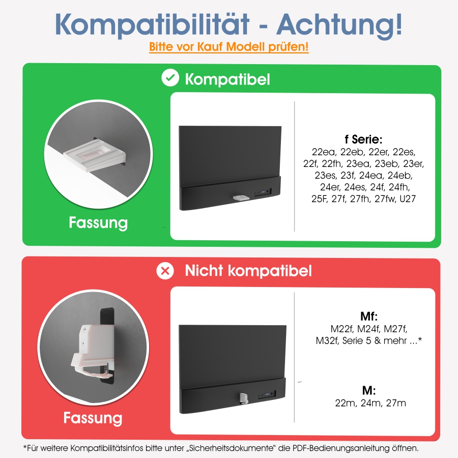 VESA Adapter kompatibel mit HP Monitor (22f, 24f, 27f, 22es, 22ea, 22er, 24es, 24ea, 24er, 27es, 27ea, 27er, U27)