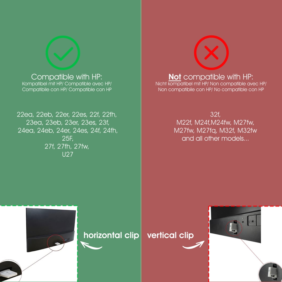 VESA Adapter kompatibel mit HP Monitor (32f)- 75x75mm