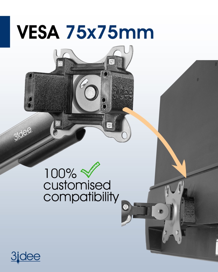 VESA Adapter kompatibel mit HP Monitor (32s) - 75x75mm
