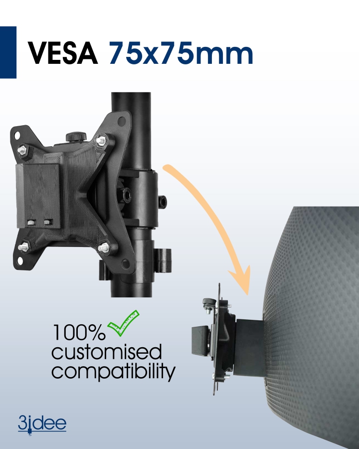 VESA Adapter kompatibel mit HP Omen Gaming Monitor (X25, X25f) - 75x75mm
