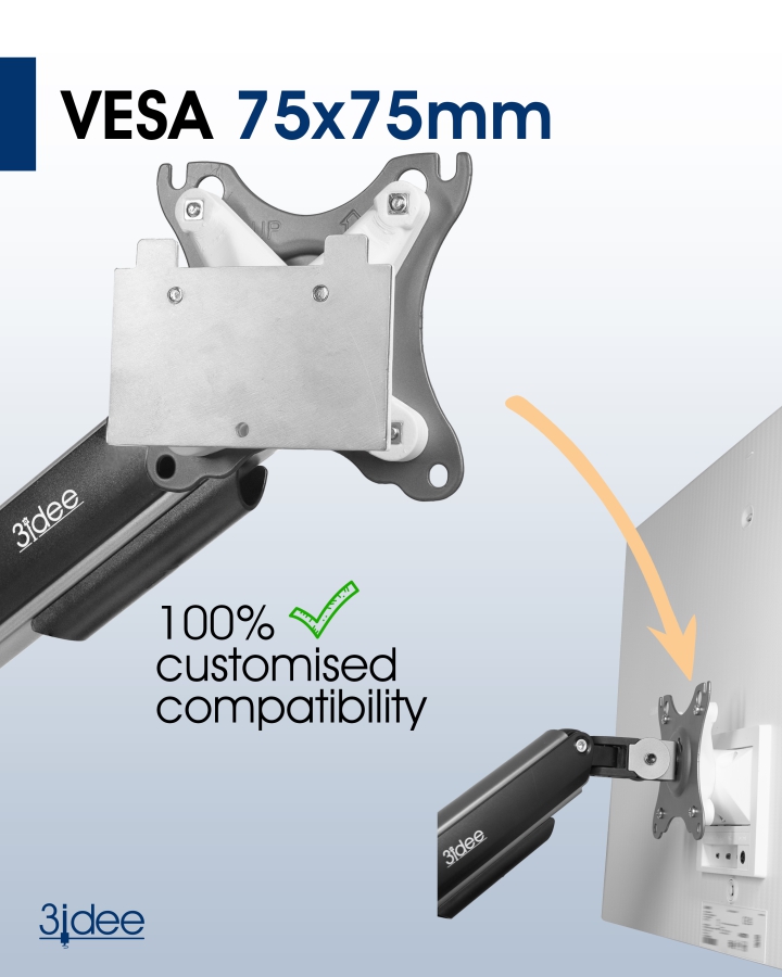 VESA Adapter kompatibel mit Samsung M8 Smart Monitor Serie (LS32BM801, LS32BM80G, LS32BM80P) - 75x75mm