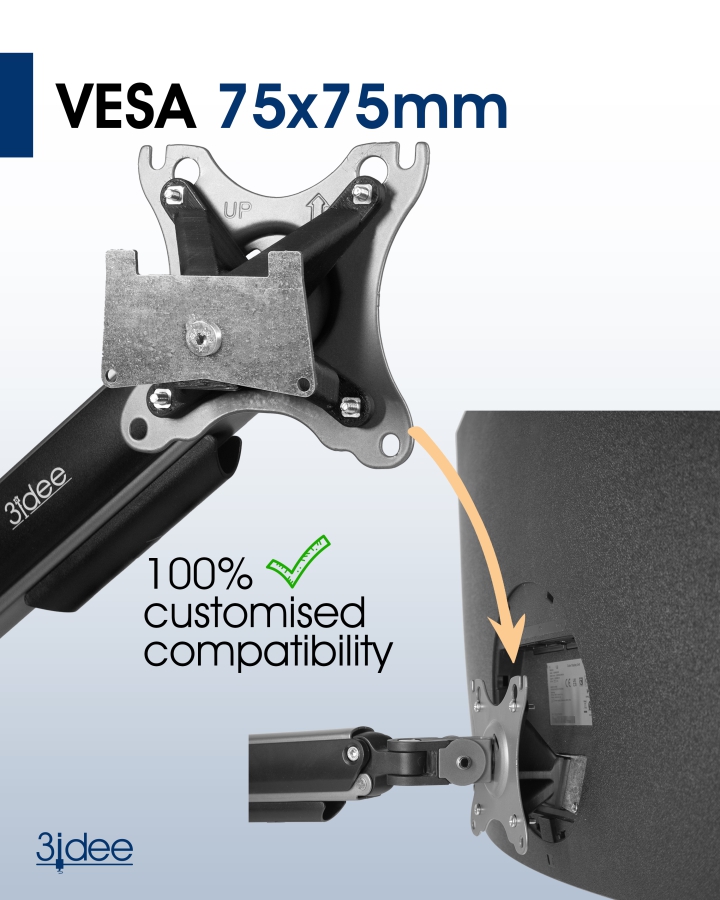 VESA Adapter kompatibel mit Samsung Monitor (U32R590, U32R592, U32R594, LU32R590, UR59C und mehr) - 75x75mm