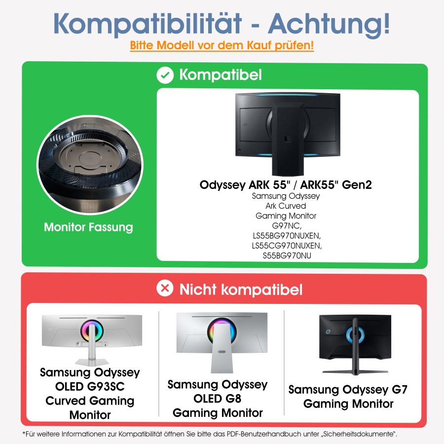 VESA Adapter kompatibel mit Samsung Odyssey Ark Gaming Monitor (Odyssey ARK 55" / ARK55" Gen2)