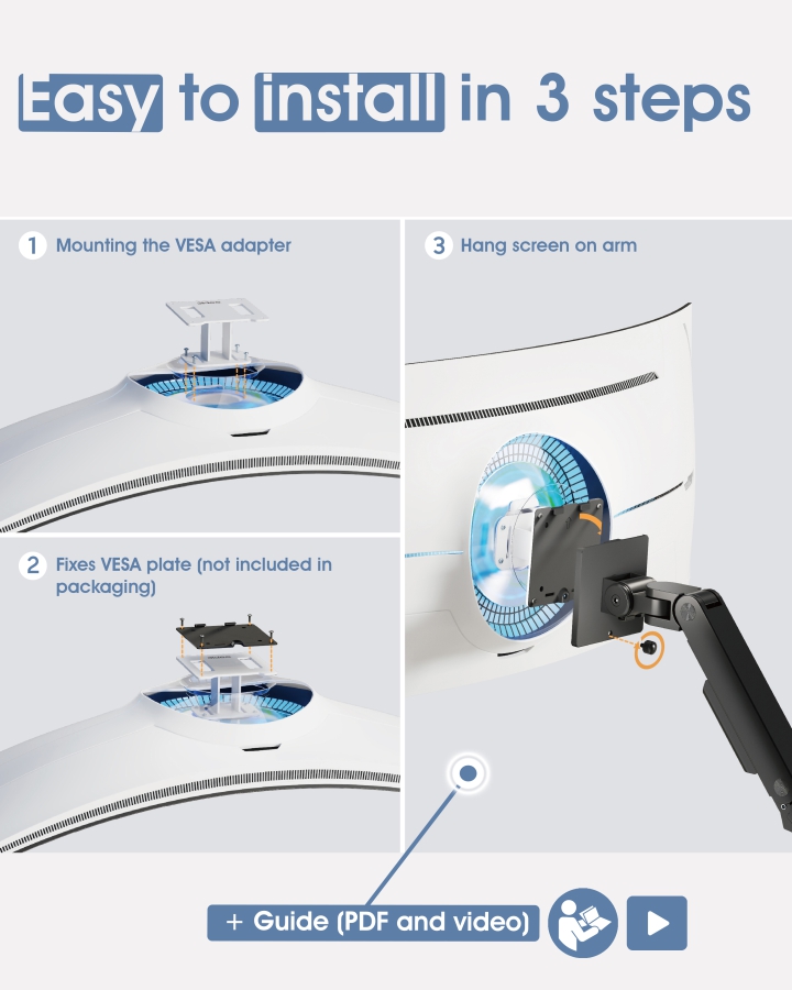VESA Adapter kompatibel mit Samsung Odyssey Monitor (G9, Neo G9, G8, Neo G8, CRG9, CHG9, CHG90 & mehr) - 100x100mm