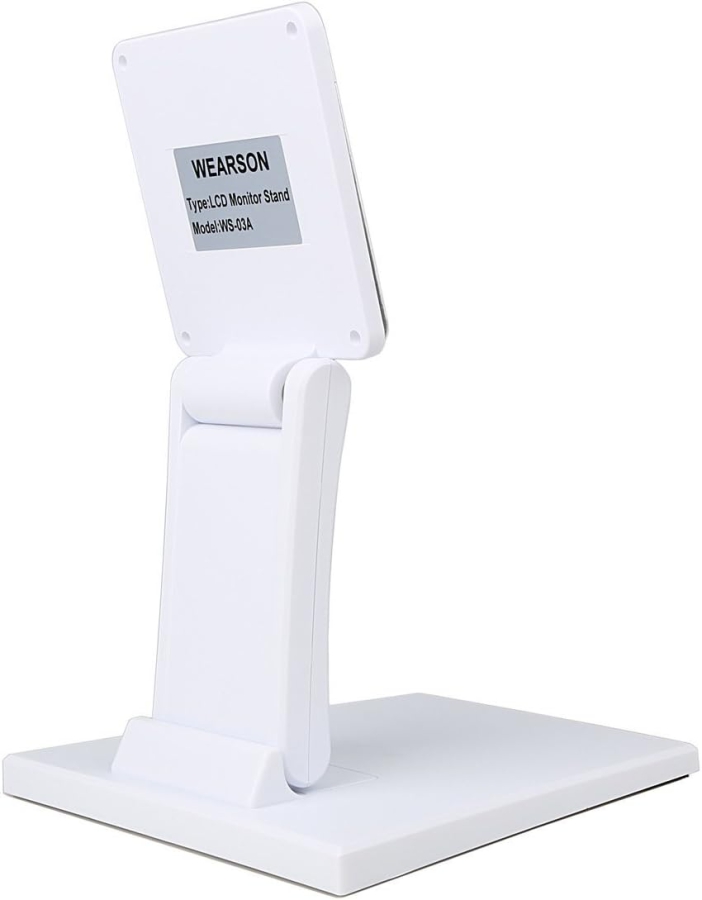 Wearson Verstellbarer LCD-Monitorständer (Weiß) für 10–24 Zoll (Klappbarer VESA-Tischfuß aus Metall – Ideal für Touchscreens & Monitore bis 10 kg)