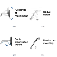3IDEE Dual-Monitorhalterung | Für 2 Monitore 17"-32" Bildschirme | Höhenverstellbar - bis 9kg pro Arm