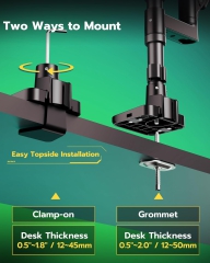 ARES WING Monitorhalterung 2 Monitore übereinander für 17-49 Zoll Flach & Curved Bildschirme, dual Monitor Halterung mit Gasfeder und USB A/C Port, Höhenverstellbar, Gewicht 2-20kg/arm,VESA 75 & 100