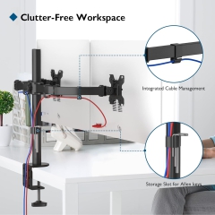 BONTEC Monitor Halterung 2 Monitore für 13-27 Zoll Flach & Curved Bildschirm, Monitor Tischhalterung Höhenverstellbar Neigbar Schwenkbar Drehungbar, 10 kg pro Arm, VESA 75x75 / 100x100, Schwarz