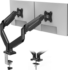 BONTEC Monitor Halterung 2 Monitore für 13-32 Zoll Bildschirme, Ergonomischer Gasfederarmständer Hält 3-9 kg mit Kabelmanagement, Neigbar, Schwenkbar, Drehbar, VESA 75/100 mm