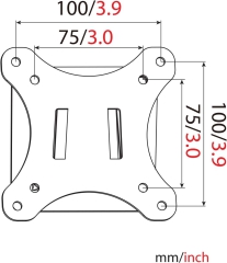 DIGITUS Wandhalterung für LCD/LED Monitor bis zu 81cm (32"), Fixierhalterung, 18kg maximale Belastung, max VESA 100x100