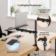 Redbat Monitorarm mit belüfteter Laptopablage, voll einstellbar für 13 bis 32 Zoll LCD LED Bildschirm & bis zu 16 Zoll Notebook, 2 Befestigungsmöglichkeiten, Neigen, Schwenken & Drehen
