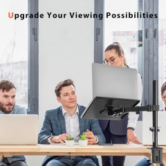 Redbat Monitorarm mit belüfteter Laptopablage, voll einstellbar für 13 bis 32 Zoll LCD LED Bildschirm & bis zu 16 Zoll Notebook, 2 Befestigungsmöglichkeiten, Neigen, Schwenken & Drehen