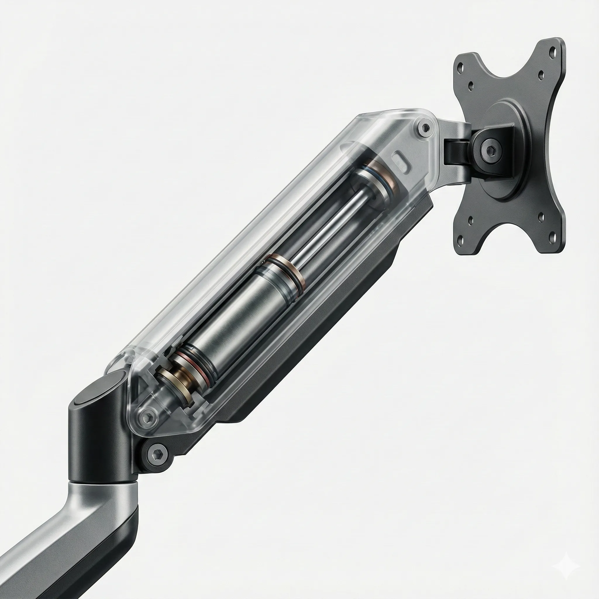 Vista en corte soporte monitor resorte de gas