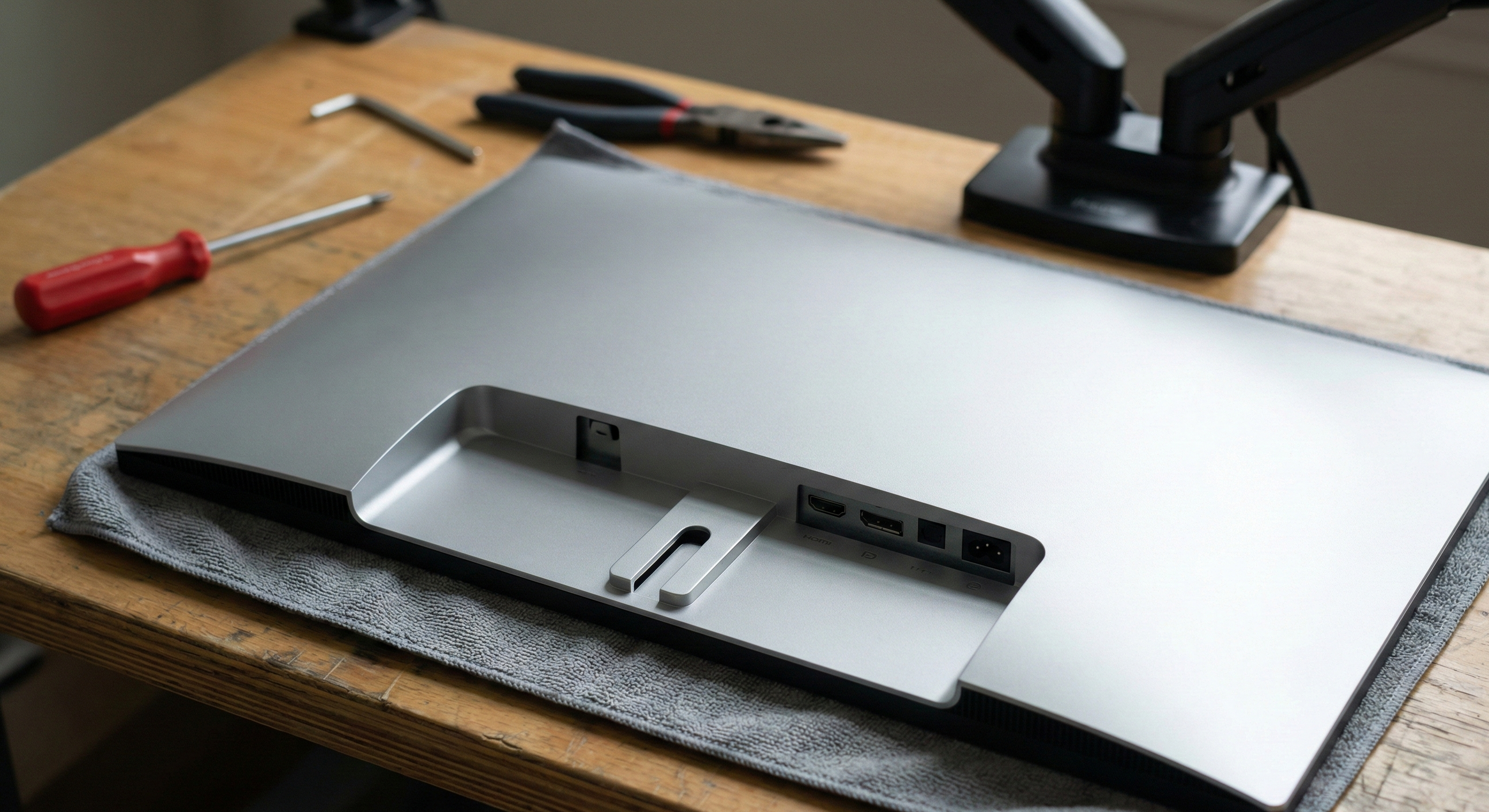 Monitor ohne VESA Löcher kompatibel machen mit Adapter